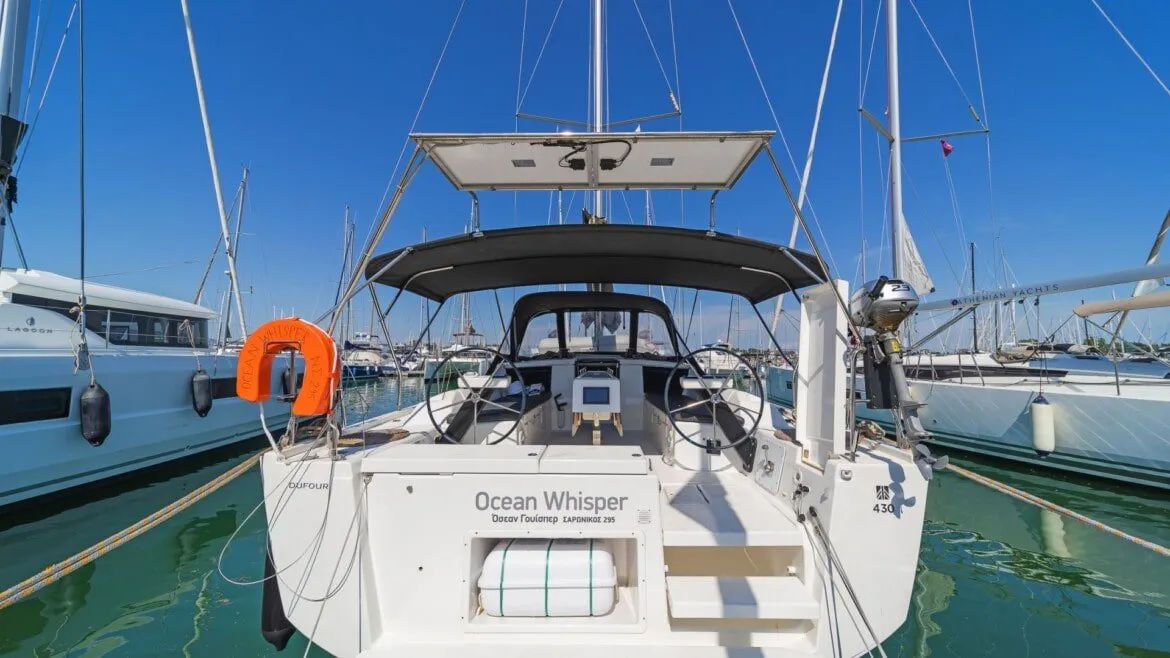 Ocean Whisper, a Dufour 430 sailboat at Port of Avdira, Greece