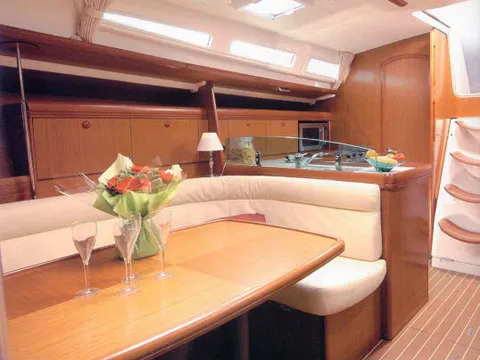 Salon of Gemini, a Jeanneau Sun Odyssey 42 i sailboat at Olbia, Italy