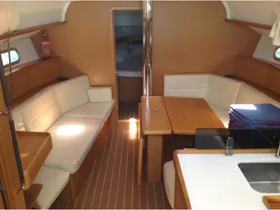 Salon of Gemini, a Jeanneau Sun Odyssey 42 i sailboat at Olbia, Italy
