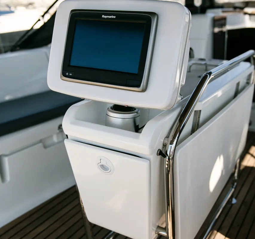 Cockpit of Charlie, a Jeanneau Sun Odyssey 449 sailboat at Athens, Greece