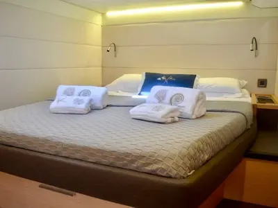 Cabin on La Joya, a Lagoon 620 catamaran at Angra dos Reis, Brazil