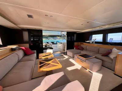 Salon of La Joya, a Lagoon 620 catamaran at Angra dos Reis, Brazil