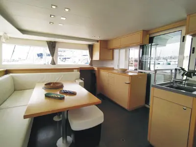 Azraq, a Lagoon 450 F catamaran at Athens, Greece