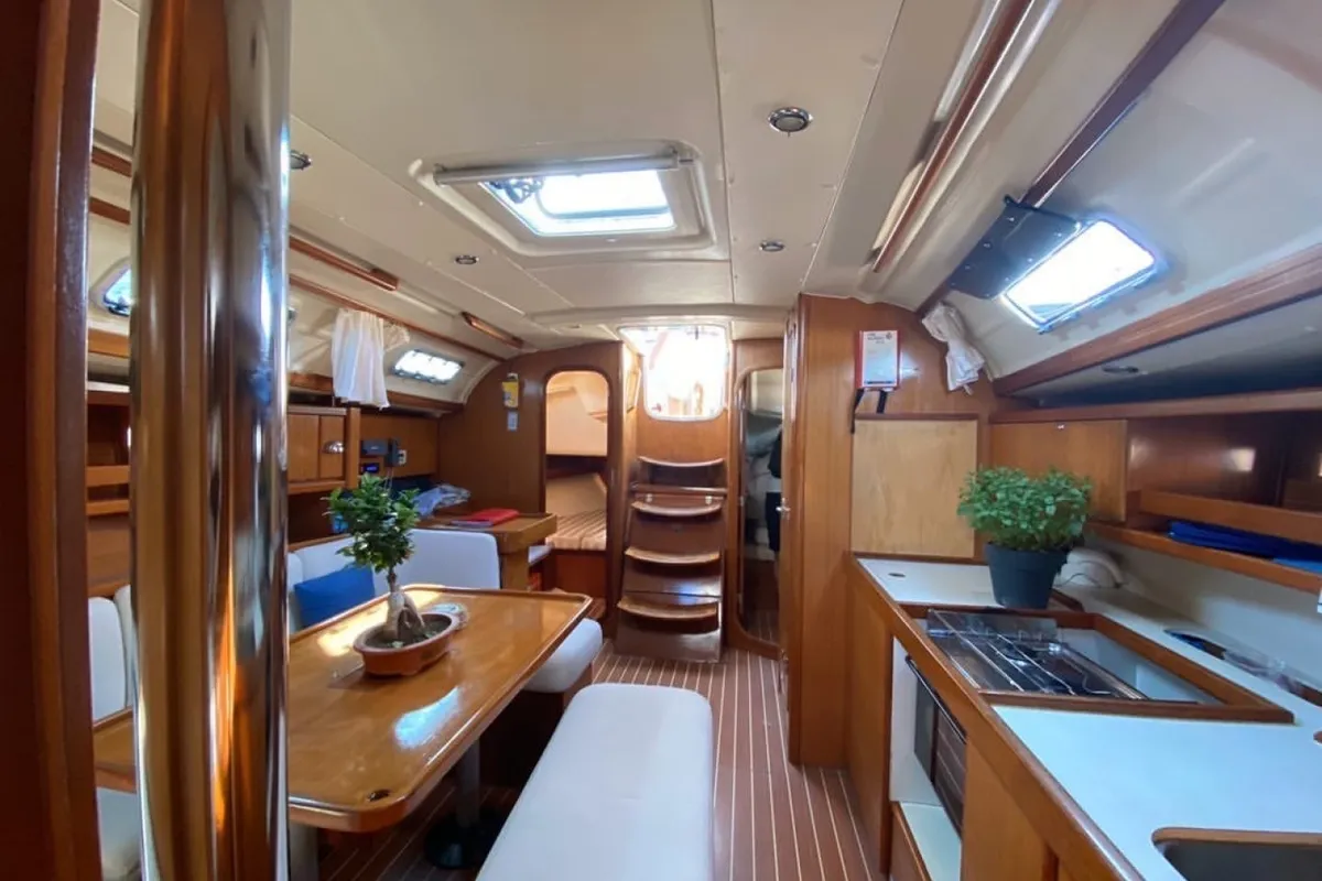 Salon of Godspeed, a Dufour 385 Grand Large sailboat at Sami, Greece