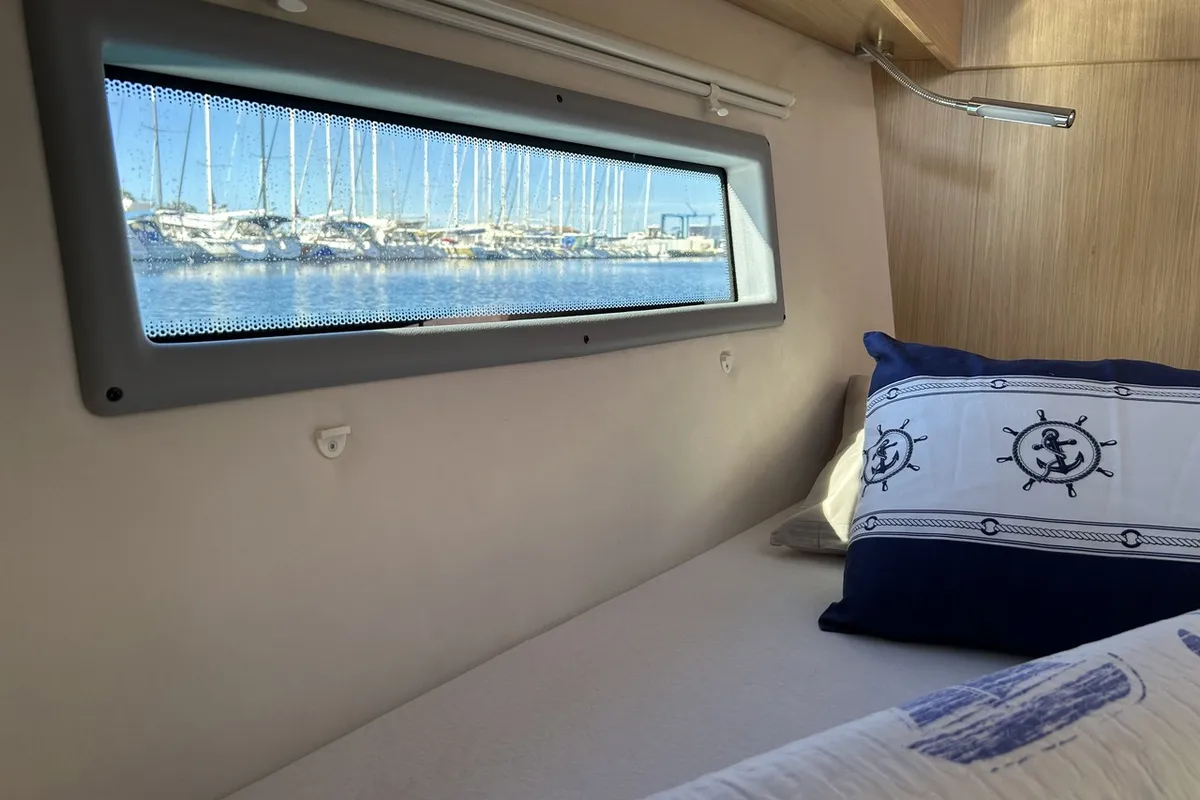 Cabin on Asterix, a Bavaria C38 sailboat at Zadar, Croatia