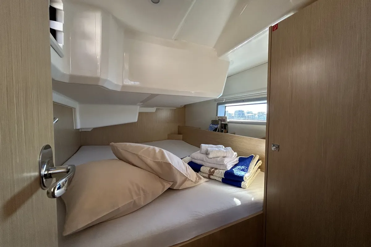 Cabin on Asterix, a Bavaria C38 sailboat at Zadar, Croatia