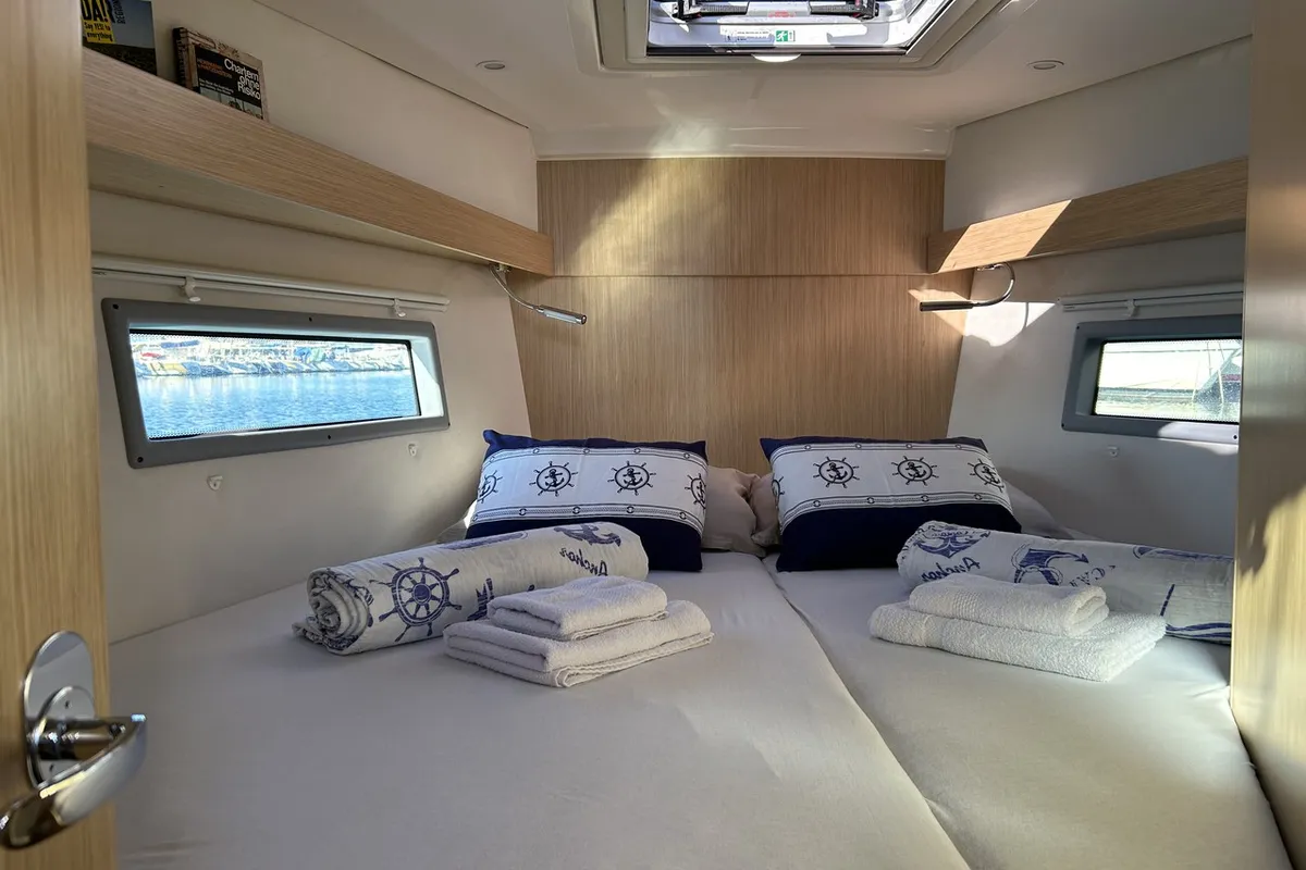 Cabin on Asterix, a Bavaria C38 sailboat at Zadar, Croatia