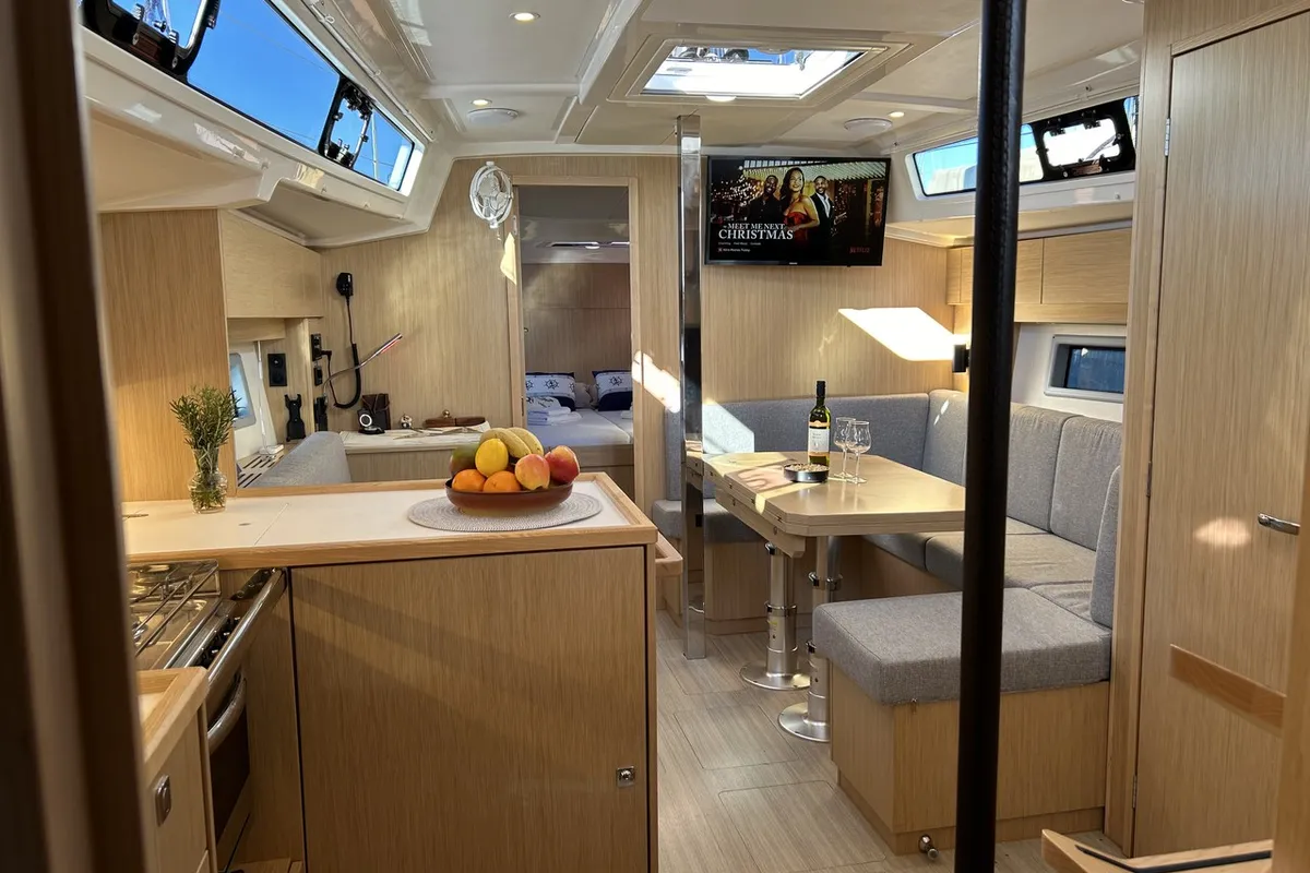 Salon of Asterix, a Bavaria C38 sailboat at Zadar, Croatia