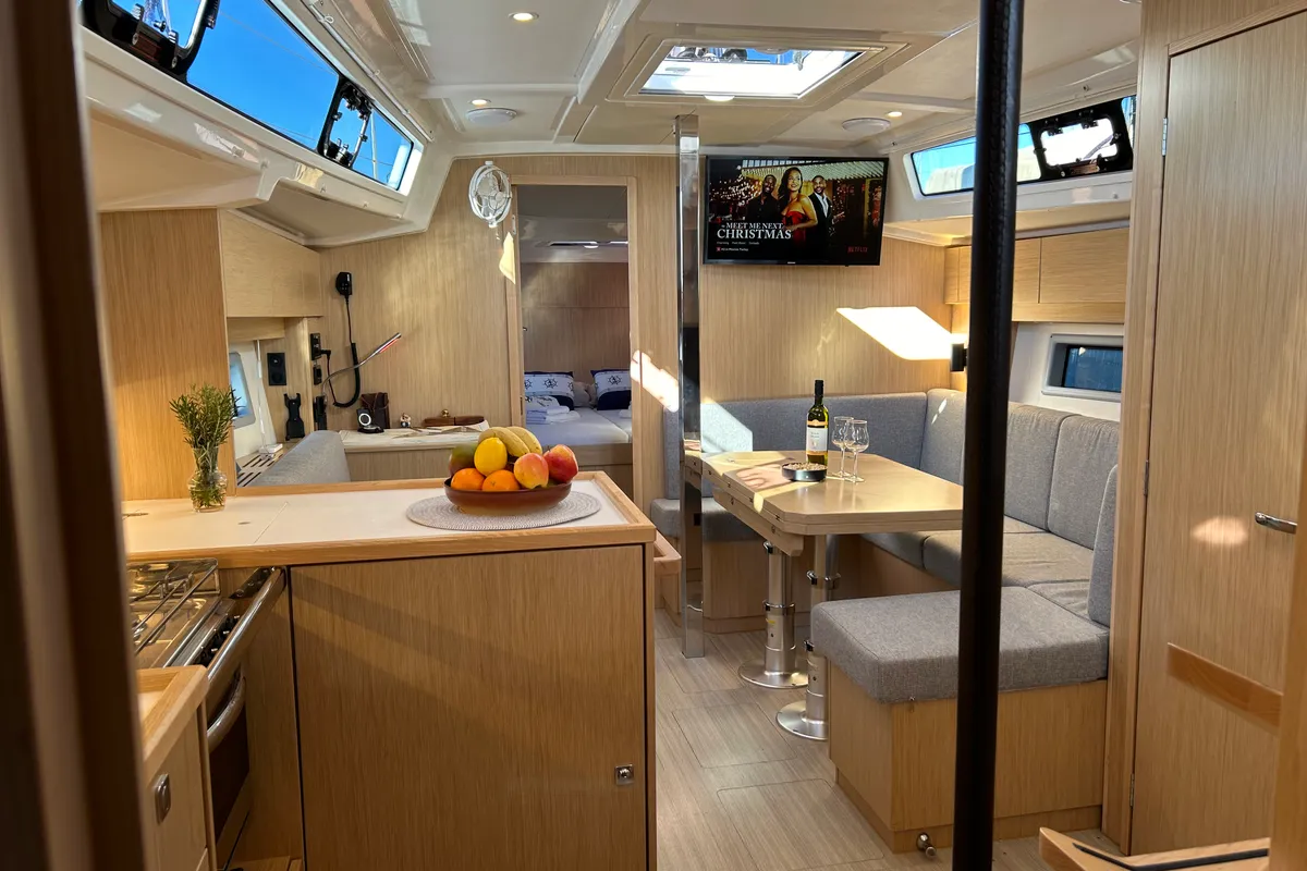 Salon of Asterix, a Bavaria C38 sailboat at Zadar, Croatia