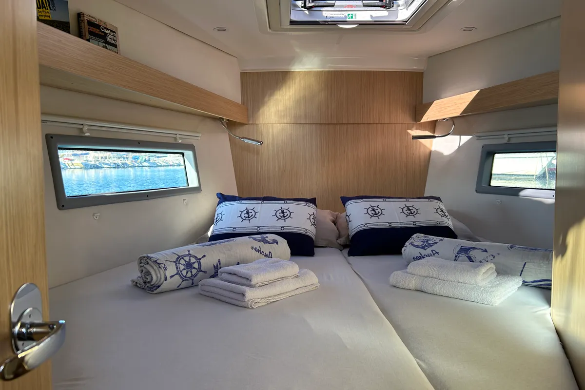 Cabin on Asterix, a Bavaria C38 sailboat at Zadar, Croatia
