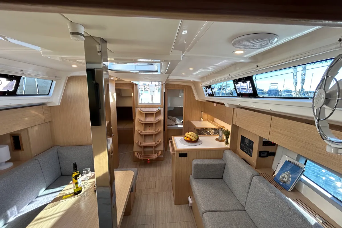 Salon of Asterix, a Bavaria C38 sailboat at Zadar, Croatia