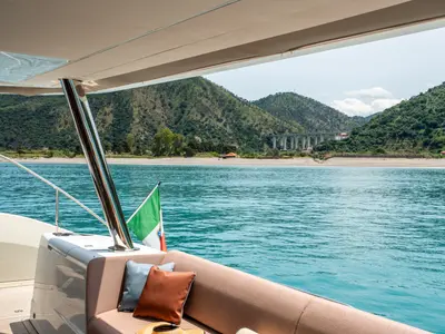 Deck of SAILUXE - Gloria, a Lagoon Sixty 5 catamaran at Salerno, Italy