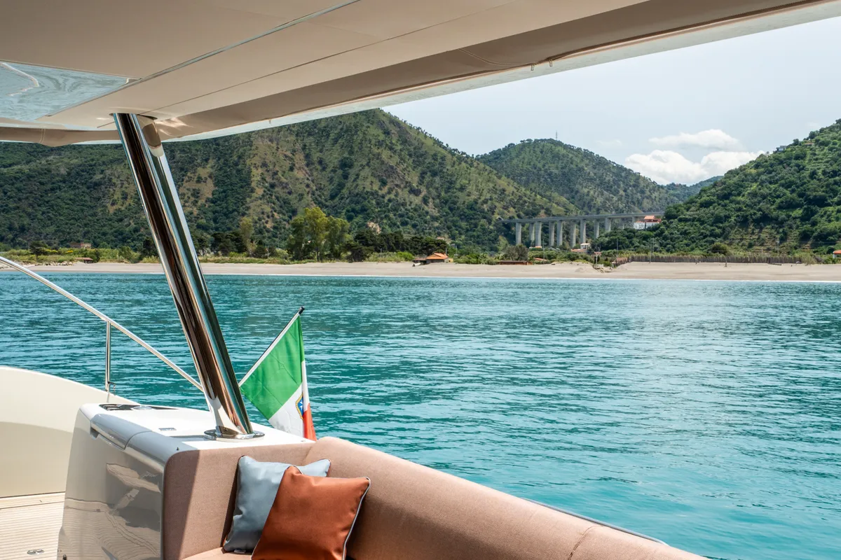 Deck of SAILUXE - Gloria, a Lagoon Sixty 5 catamaran at Salerno, Italy