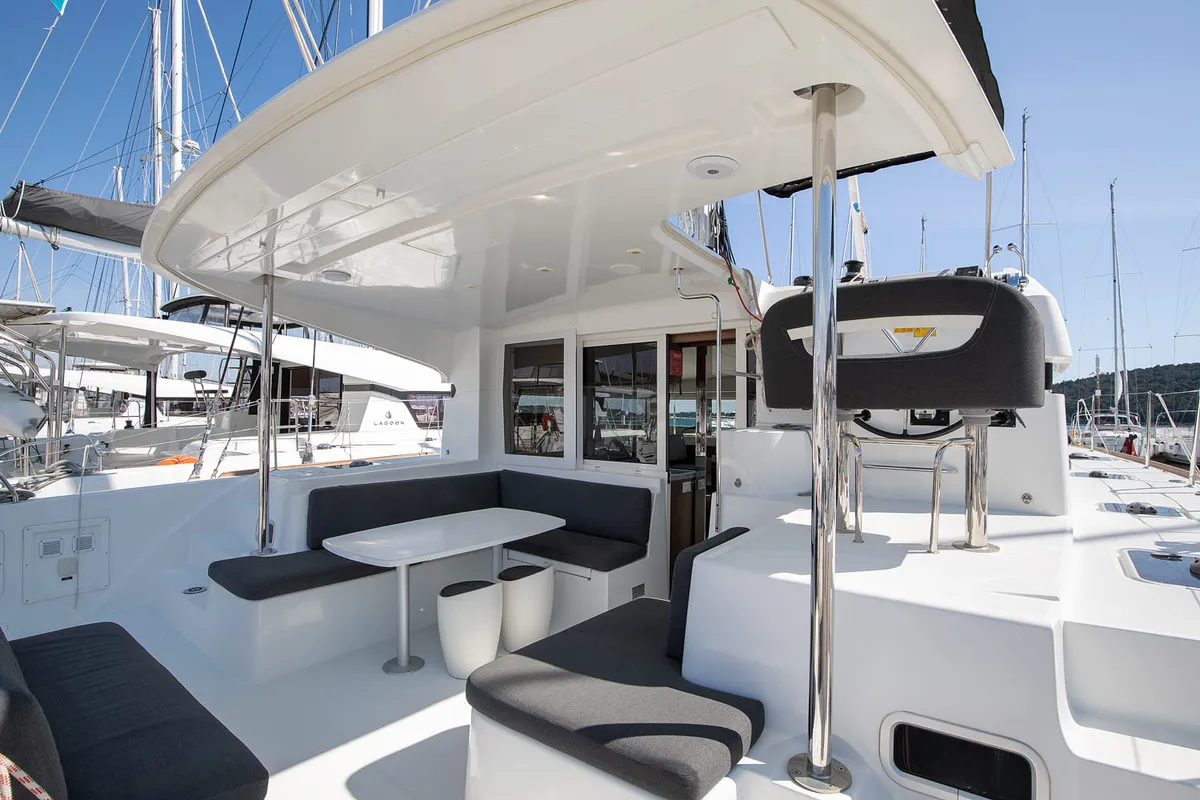Deck of Mare Negroni, a Lagoon 40 catamaran at Općina Medulin, Croatia