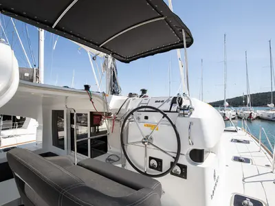 Cockpit of Mare Negroni, a Lagoon 40 catamaran at Općina Medulin, Croatia