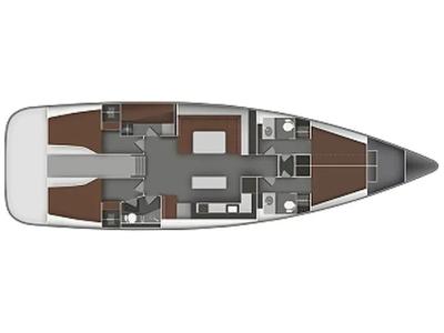 Floor plan of Bavaria 55 Cruiser, a sailboat at Athens, Greece