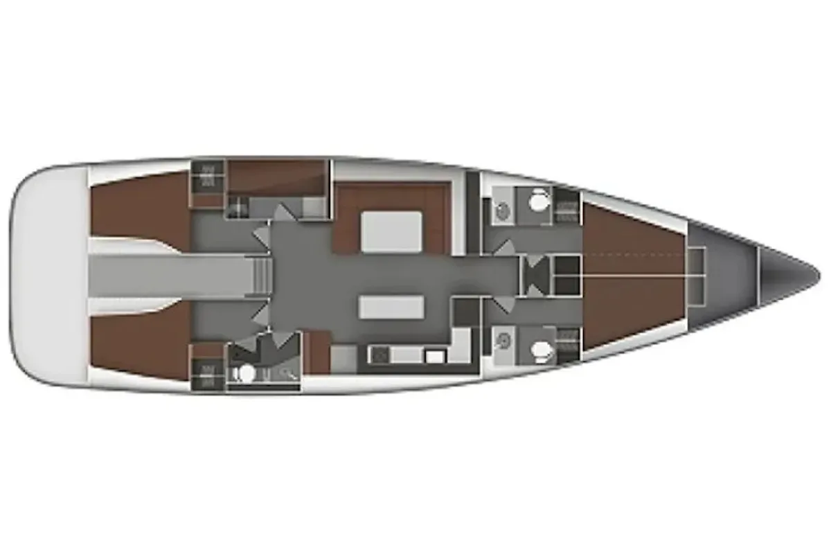 Floor plan of Bavaria 55 Cruiser, a sailboat at Athens, Greece