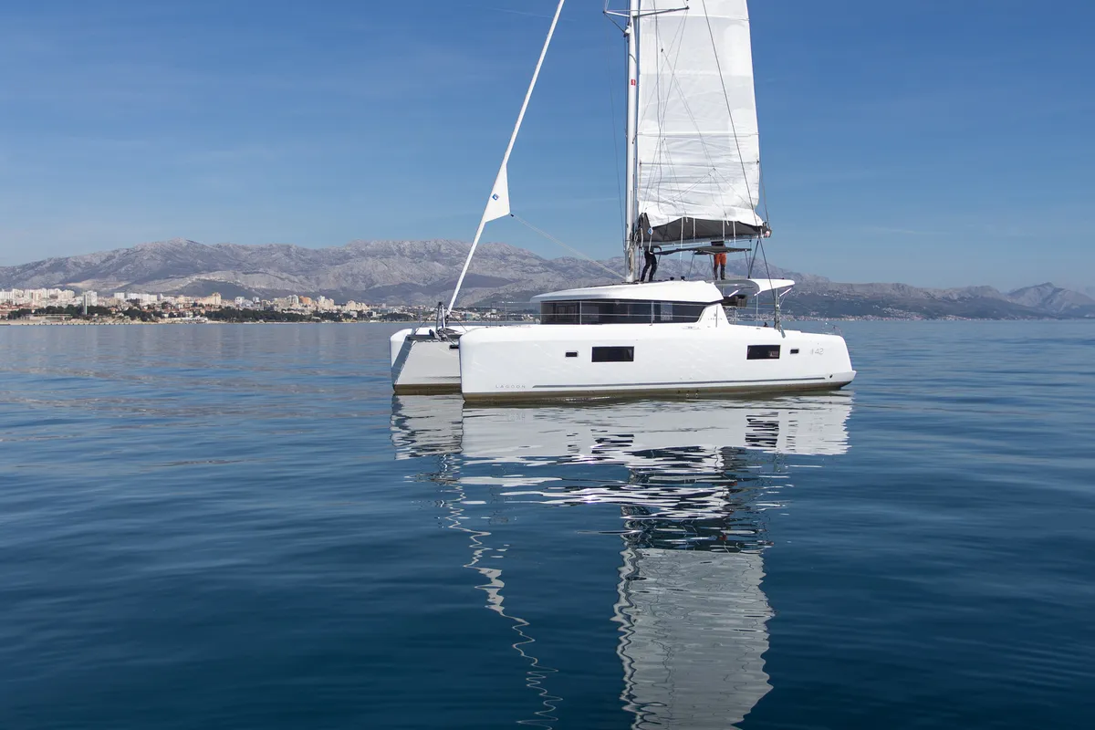 Exterior view of Gioia, a Lagoon 42 catamaran at Općina Rogoznica, Croatia