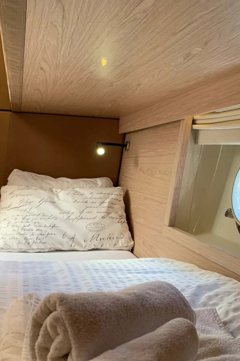 Cabin on Sundowner, a Beneteau Monte Carlo 5 motorboat at Grad Trogir, Croatia