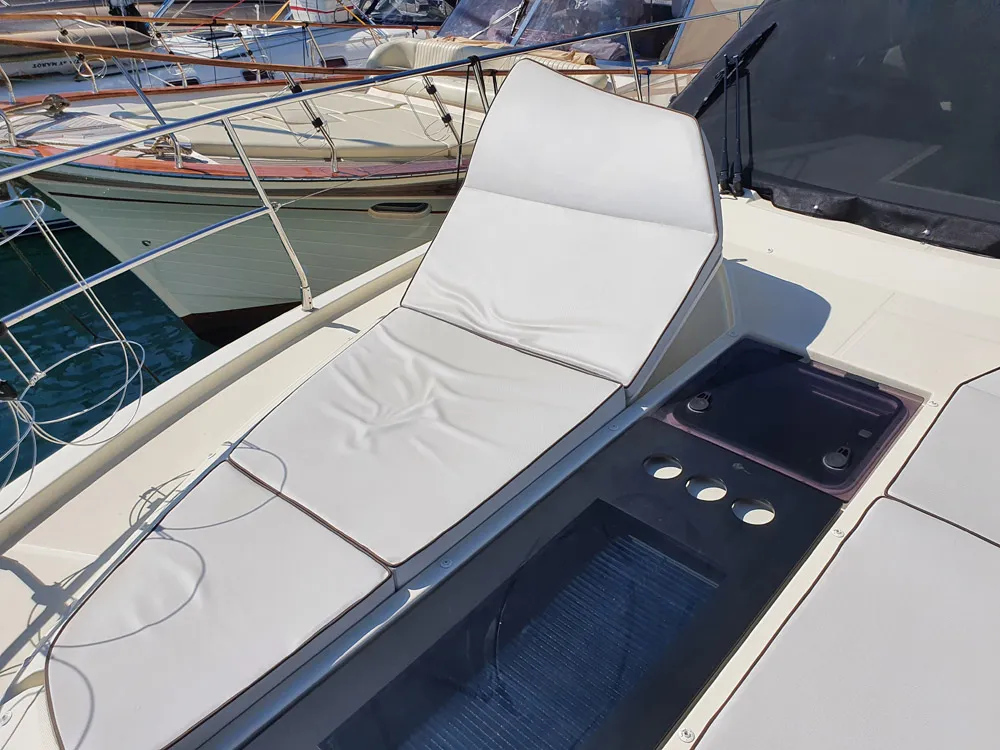 Deck of Sundowner, a Beneteau Monte Carlo 5 motorboat at Grad Trogir, Croatia