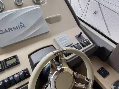 Cockpit of Sundowner, a Beneteau Monte Carlo 5 motorboat at Grad Trogir, Croatia