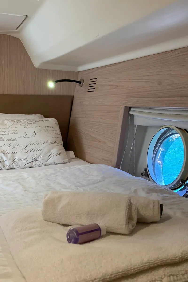 Cabin on Sundowner, a Beneteau Monte Carlo 5 motorboat at Grad Trogir, Croatia