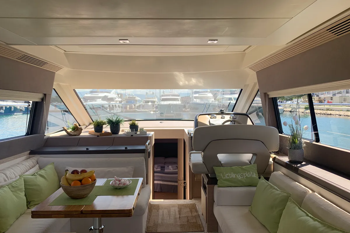 Salon of Sundowner, a Beneteau Monte Carlo 5 motorboat at Grad Trogir, Croatia