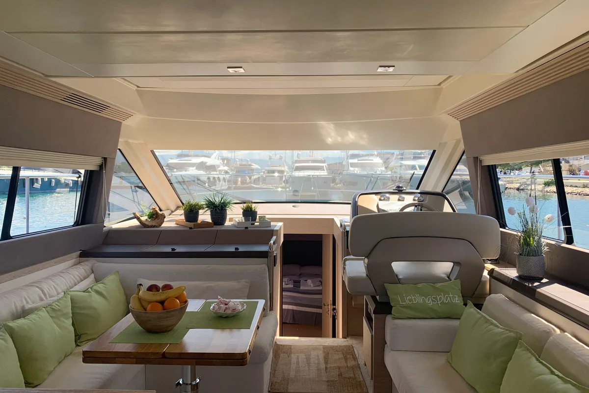 Salon of Sundowner, a Beneteau Monte Carlo 5 motorboat at Grad Trogir, Croatia