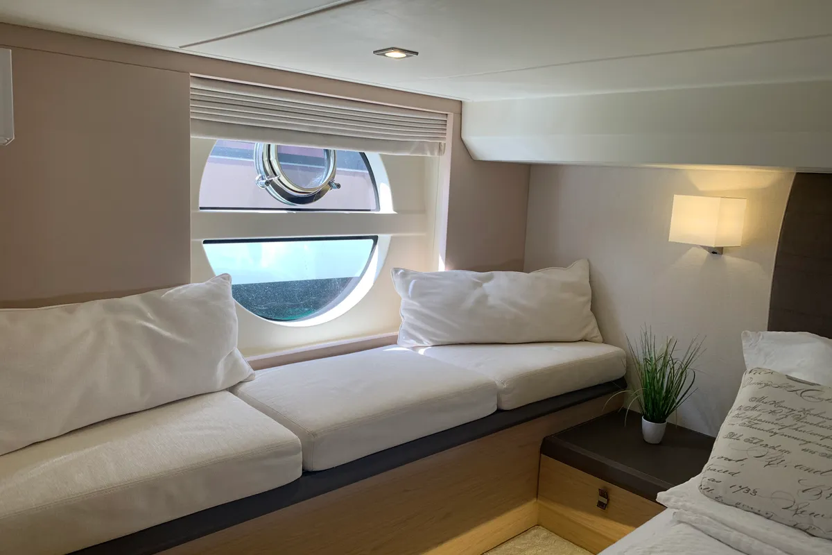 Cabin on Sundowner, a Beneteau Monte Carlo 5 motorboat at Grad Trogir, Croatia