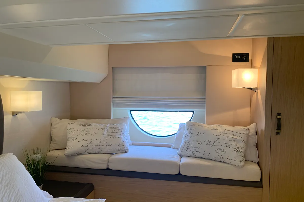 Cabin on Sundowner, a Beneteau Monte Carlo 5 motorboat at Grad Trogir, Croatia