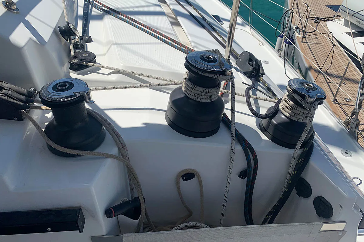 Lingaro, a Fountaine Pajot Saba 50 catamaran at Athens, Greece