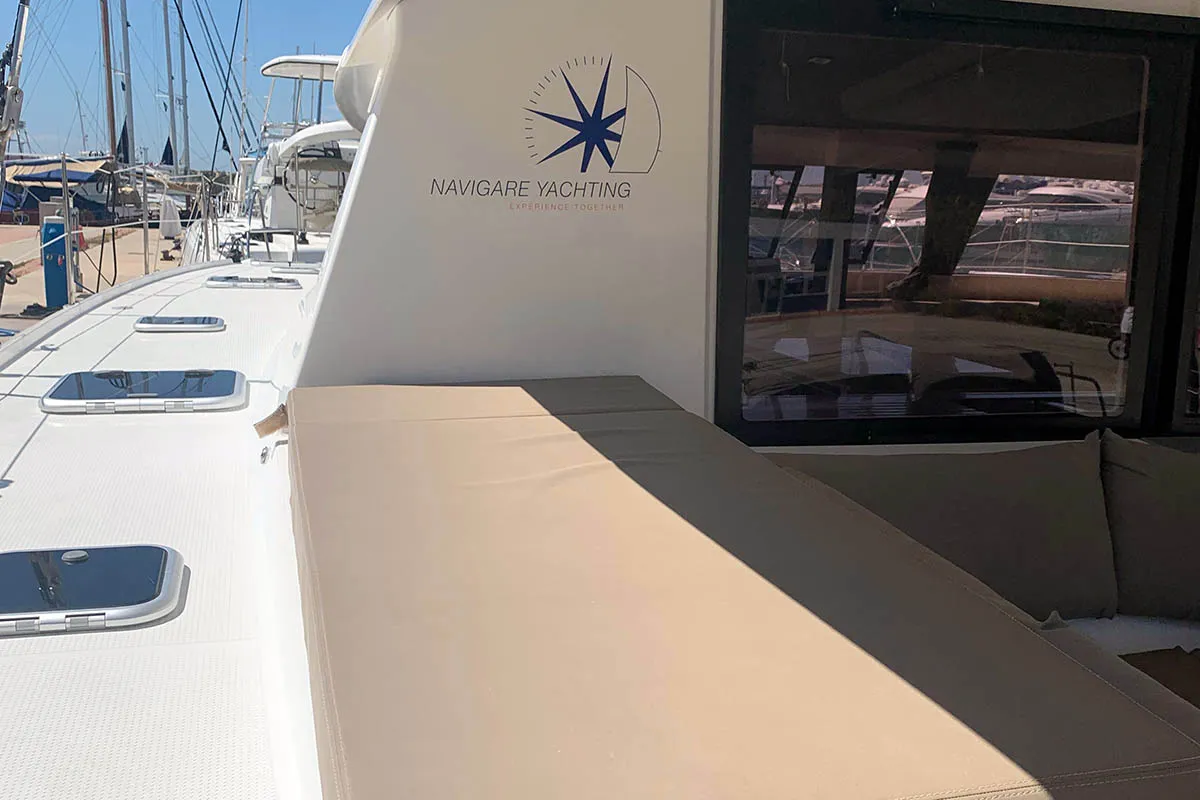 Lingaro, a Fountaine Pajot Saba 50 catamaran at Athens, Greece