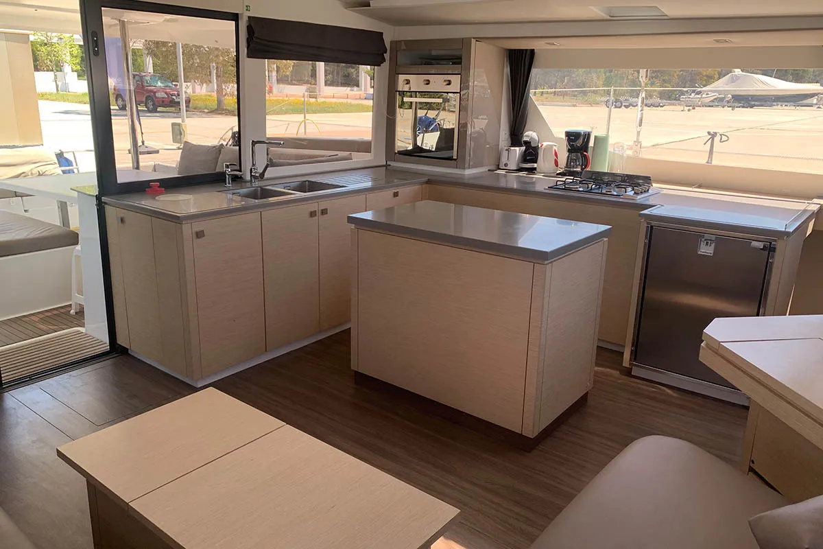 Lingaro, a Fountaine Pajot Saba 50 catamaran at Athens, Greece