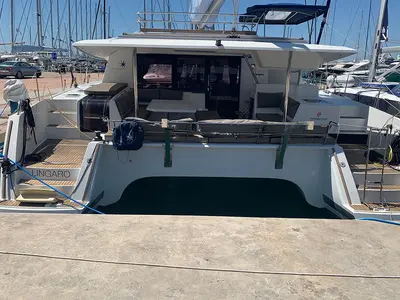 Lingaro, a Fountaine Pajot Saba 50 catamaran at Athens, Greece