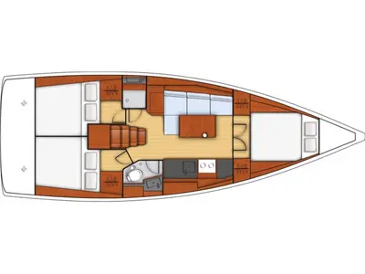 Floor plan of Houat Else, a Beneteau Oceanis 38 sailboat at Kerners, France