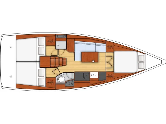 Floor plan of Houat Else, a Beneteau Oceanis 38 sailboat at Kerners, France