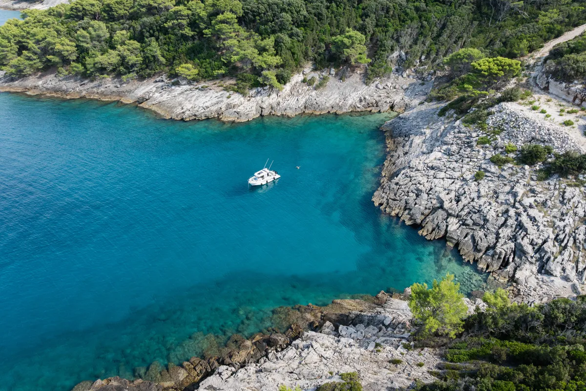 Exterior view of Whisper, a Beneteau Barracuda 8 motorboat at Split, Croatia