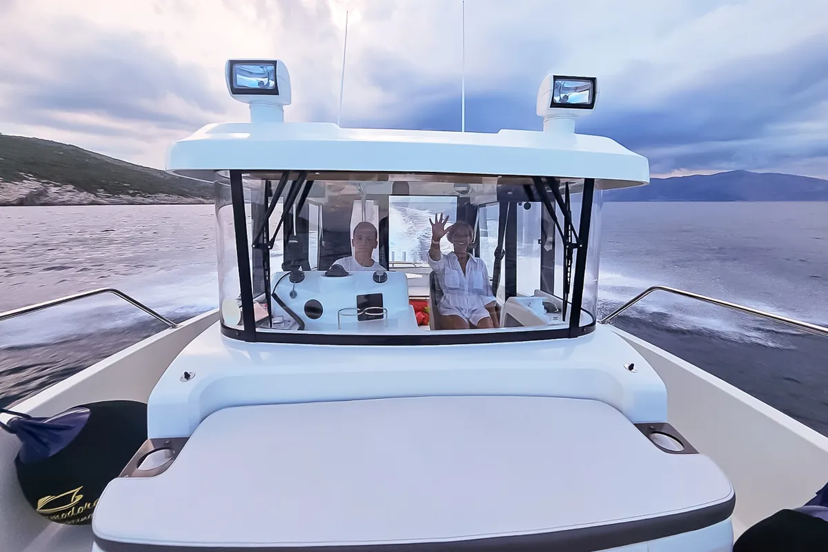 Cockpit of Whisper, a Beneteau Barracuda 8 motorboat at Split, Croatia