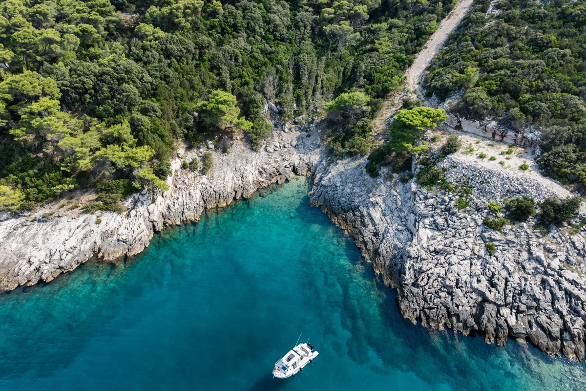 Exterior view of Whisper, a Beneteau Barracuda 8 motorboat at Split, Croatia