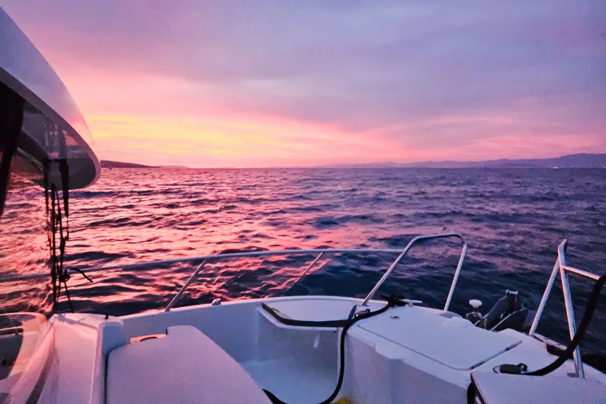 Deck of Whisper, a Beneteau Barracuda 8 motorboat at Split, Croatia