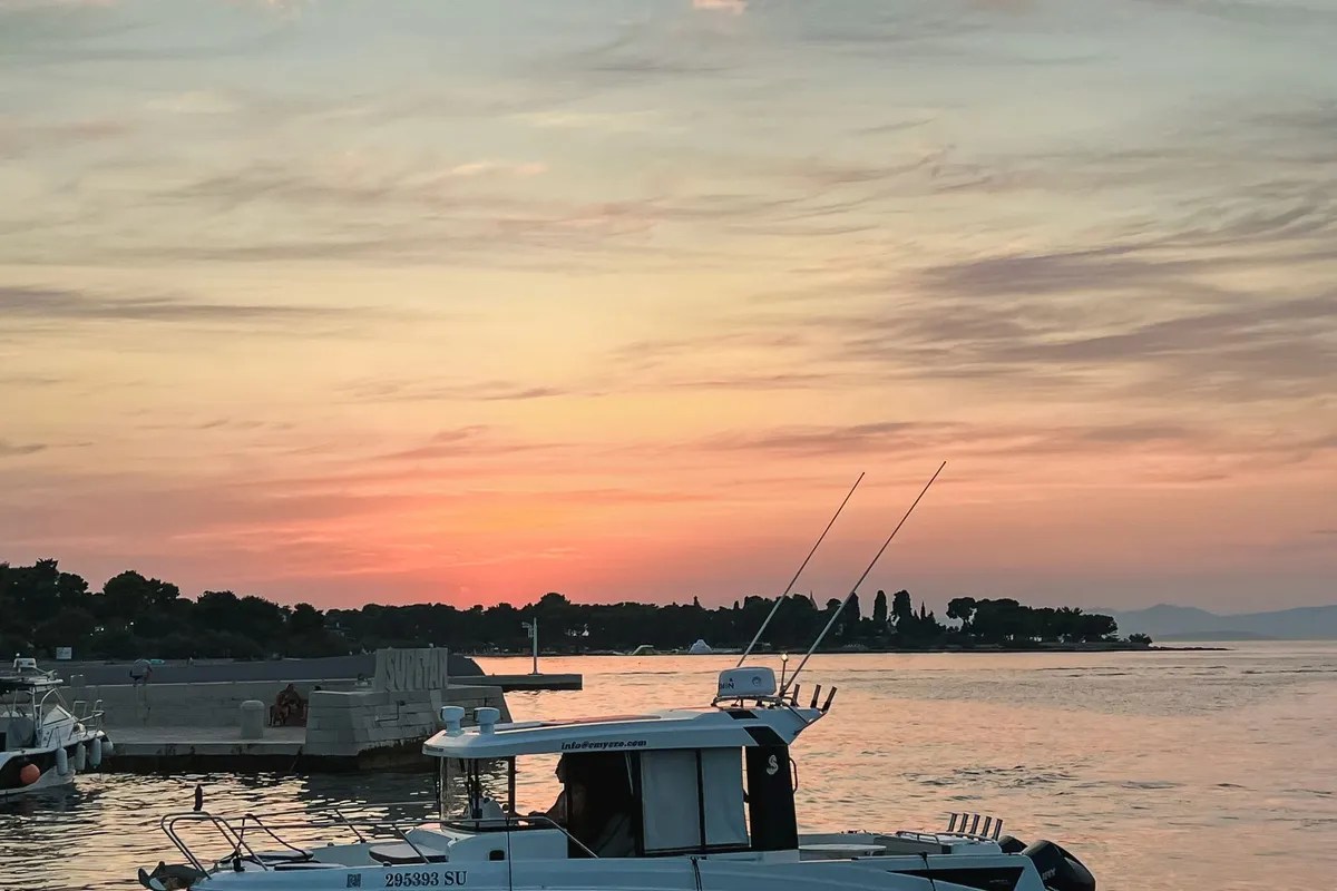 Exterior view of Whisper, a Beneteau Barracuda 8 motorboat at Split, Croatia
