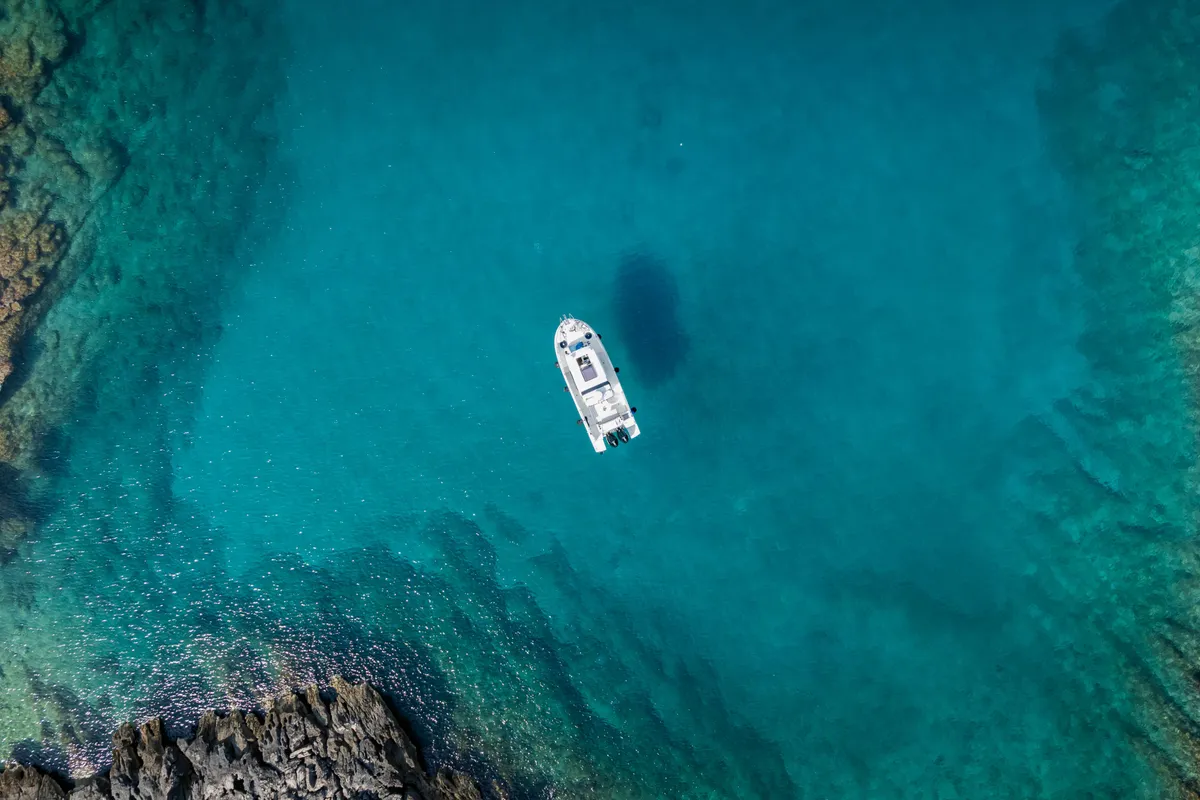 Exterior view of Whisper, a Beneteau Barracuda 8 motorboat at Split, Croatia