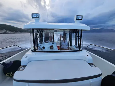 Cockpit of Whisper, a Beneteau Barracuda 8 motorboat at Split, Croatia
