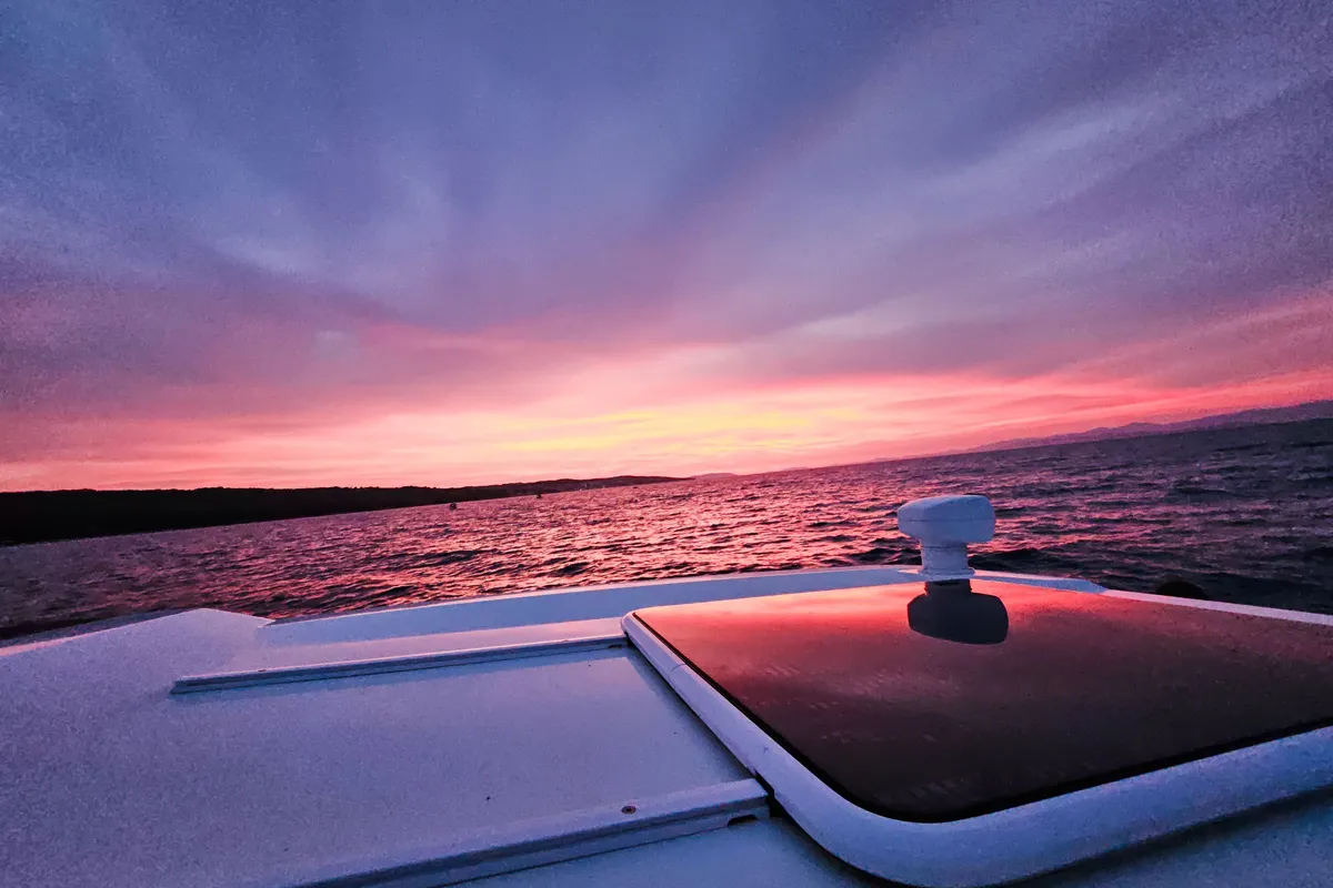 Deck of Whisper, a Beneteau Barracuda 8 motorboat at Split, Croatia
