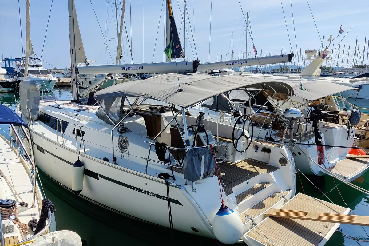 Exterior view of Val4, a Bavaria Cruiser 46 sailboat at Općina Sukošan, Croatia