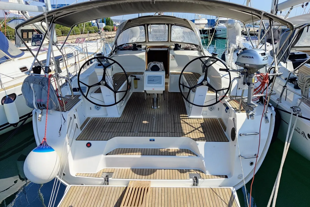 Cockpit of Val4, a Bavaria Cruiser 46 sailboat at Općina Sukošan, Croatia