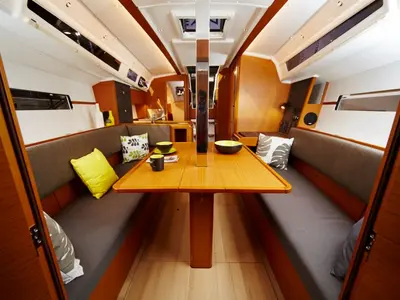 Salon of Lisa, a Jeanneau Sun Odyssey 349 sailboat at Heiligenhafen, Germany