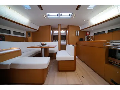 Salon of Capricorn, a Jeanneau Sun Odyssey 479 sailboat at Marmaris, Turkey