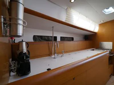 Galley of Capricorn, a Jeanneau Sun Odyssey 479 sailboat at Marmaris, Turkey