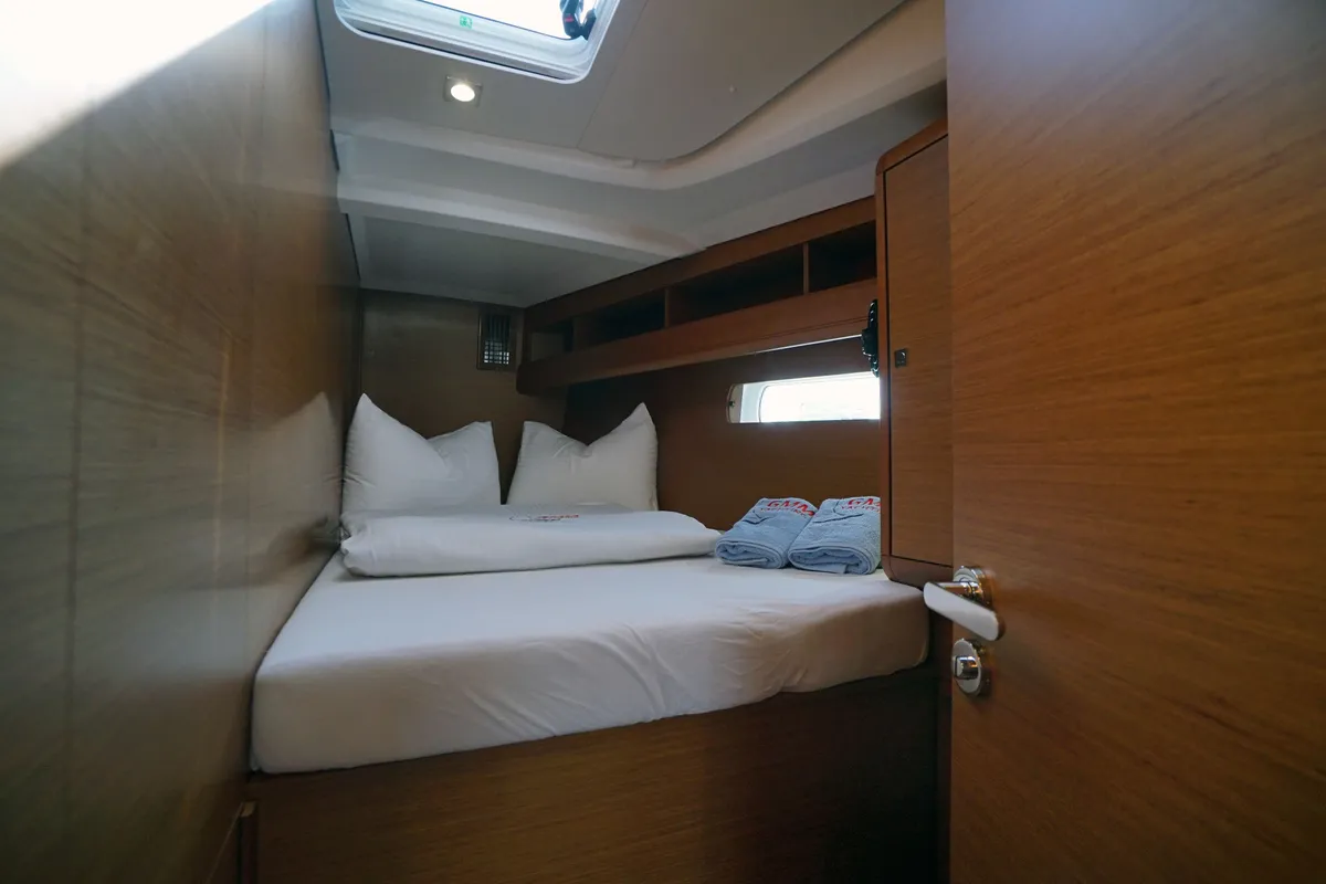 Cabin on Capricorn, a Jeanneau Sun Odyssey 479 sailboat at Marmaris, Turkey
